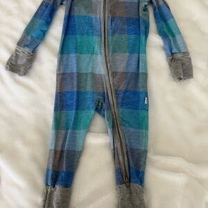 Little Sleepies Blue and Gray Plaid Footie